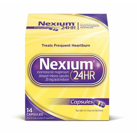 Nexium 24HR Delayed Release Heartburn Relief Capsules, Esomeprazole Magnesium Acid Reducer (20mg, 14 (Best Relief For Acid Reflux)