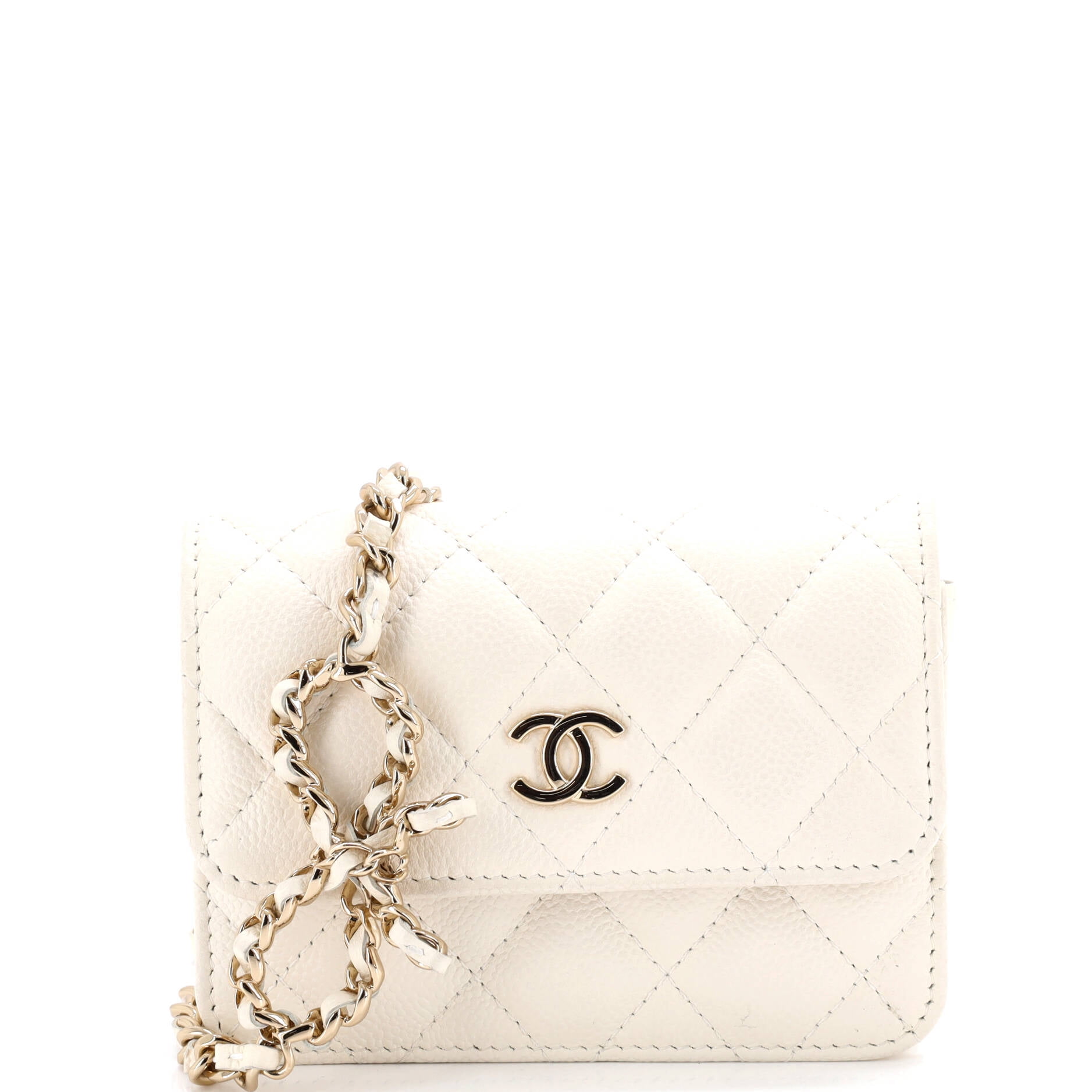 Pre-Owned CHANEL CC Bow Belt Bag Quilted Caviar Mini By Rebag
