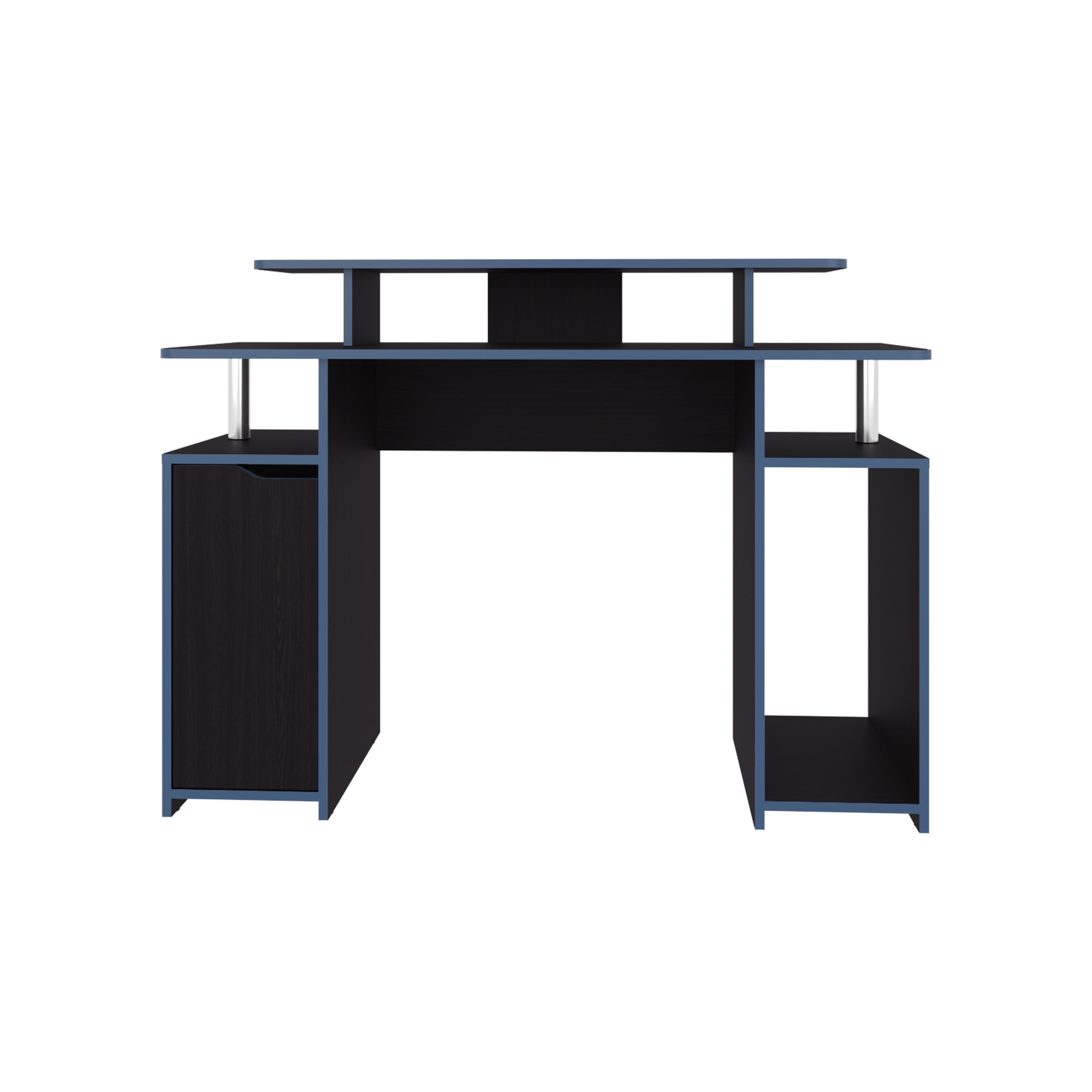 Astoutdoor 47" Wide 2-Tier Gamer Desk with Three Shelves and PC Tower Stand, Black