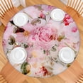 thumbnail image 2 of Pioneer Flower Floral Print Pattern Round Fitted Tablecloth with Elastic Edge,Dining Table Cover Waterproof,Outdoor Round Tablecloth for Camping,Dining,Indoor and Outdoor, 2 of 7