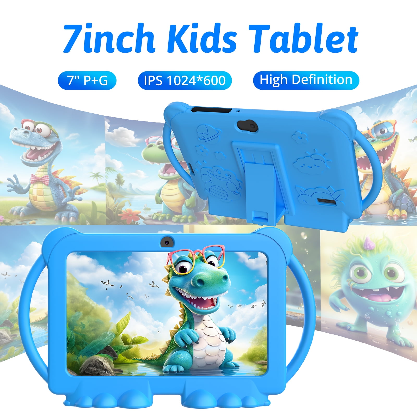 Kids Tablet 7 inch Android 12 Tablet for Kids, 4GB RAM 32GB ROM Quad Core Toddler Tablet with Shockproof Case, Parental Control, WiFi, Bluetooth, 3000mAh Battery, Dual Camera, Educational, Games