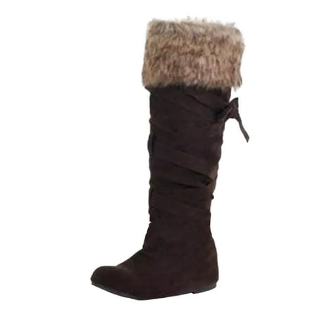 

GWAABD Heeled Boots for Women Indoor Boots for Winter Knee Boot Fashionable Snow Boots Comfortable and Warm for Women In Winter