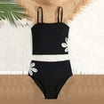 thumbnail image 4 of Girls Tummy Control Swimsuits Fashion Cross Adjustable Straps Swimwear with Bottom Summer Bathing Suit for Girls Size 5-14, 4 of 9