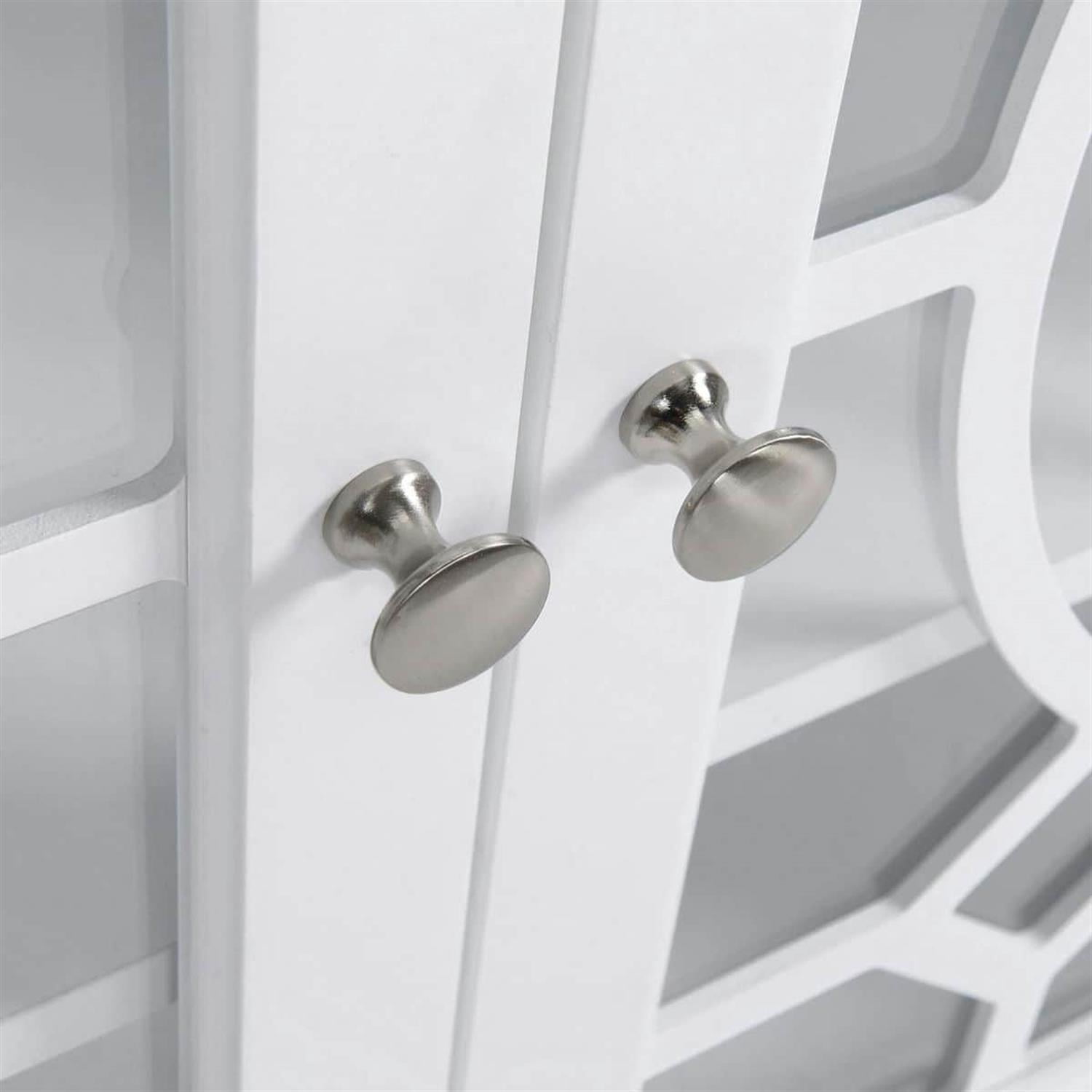 Demi Bonn 31" Sideboard with Double Glass Doors, 2 Shelves, Elevated Base, Modern Display Cabinet for Living Room, White