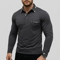 thumbnail image 2 of Lumtrix Men's Long Sleeve Polo Shirts Cotton Slim Fit Solid Tops Casual Summer Button Up Collared Golf Shirt with Pockets Dark Gray XL, 2 of 4