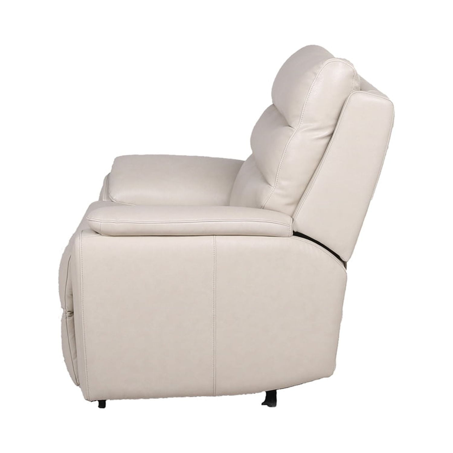 Kepooman Modern Leather Recliner with Electric Footrest, Head Leather Chair, Articulated Electric Headrest, Ivory Upholstery