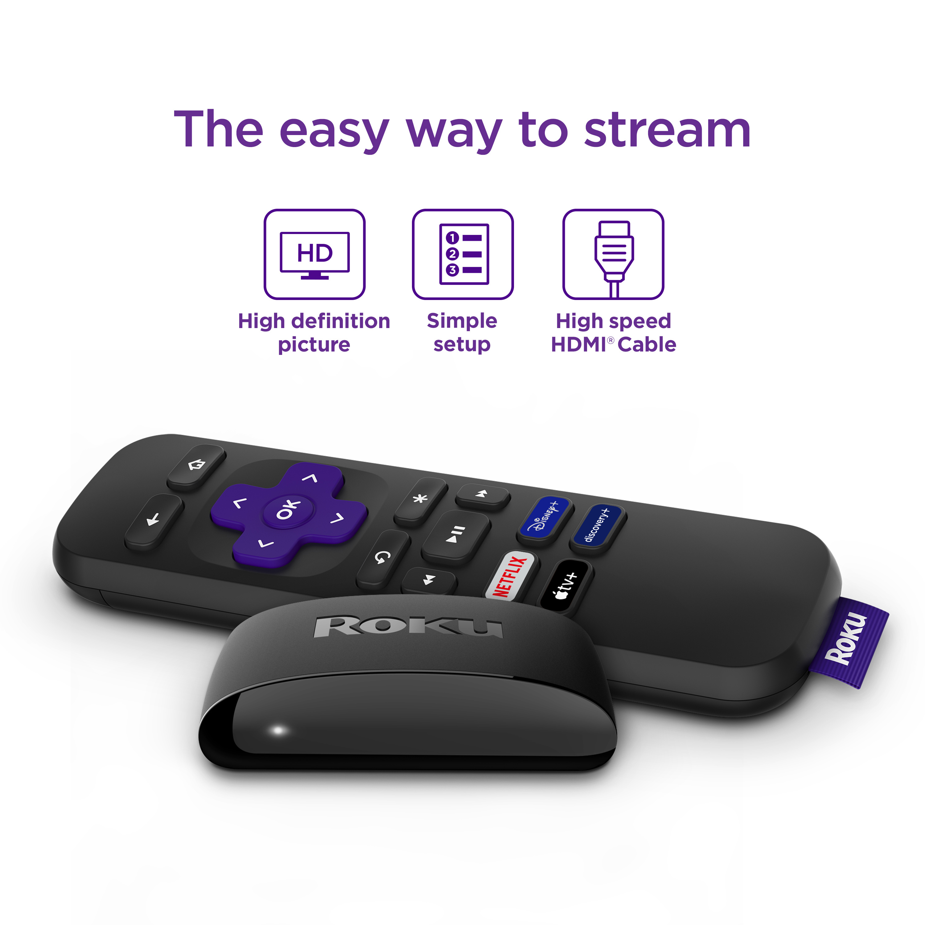 Roku Express 2019 | HD Streaming Media Player with High Speed HDMI Cable and Simple Remote - image 3 of 12