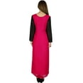 thumbnail image 5 of Bimba Women Long Straight Kurta Kurti Pink Georgette Long Sleeves Indian Blouse, 5 of 6