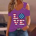 thumbnail image 3 of Tops de Hombro Frío para las Mujeres Día de la Independencia Impreso Fuera Del Hombro Blusa con Cuello en V, Fuera Del Hombro de las Mujeres, 3 of 4