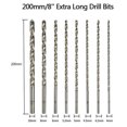 thumbnail image 4 of Juego de brocas extralargas de 200 mm, 8 piezas, brocas de acero de alta velocidad, vástago recto con diámetro de 4 mm, 4,2 mm, 4,5 mm, 5 mm, 5,2 mm, 6 mm, 8 mm, 10 mm, herramienta para, 4 of 5