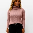 thumbnail image 4 of Women's Cable Knit Turtleneck Sweater, Womens Fall Sweaters, Long Sleeve Casual Pullover Top, 4 of 6