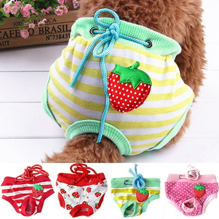 

Walbest Diaper Dog Sanitary Pantie with Suspender Strawberry Printed Physiological Shorts Puppy Diapers Pants for Small Girl Female Dogs Cat