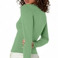 thumbnail image 6 of Xyxonk Square Neck Shirts for Women Fitted Long Sleeve Shirt Casual Ribbed Basic Y2k Top Thermal Solid Color T Shirts Fall Clothes Light Green XS, 6 of 6
