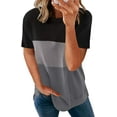 thumbnail image 1 of Blouses T-Shirts Décontractées à Manches Courtes à Blocs de Couleur Rayés pour Femmes, 1 of 4