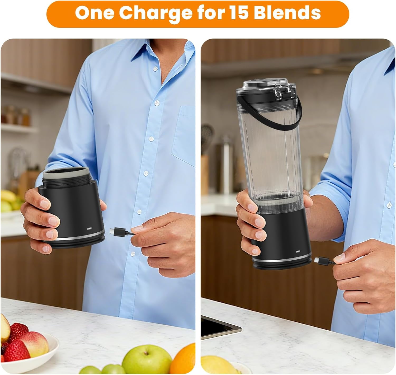 Personal Size Portable Blender for Shakes & Smoothies with TurboForce Motor