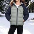 thumbnail image 2 of Zynoxe Puffer Jackets for Girls Winter Color Block Windproof Zip Up Long Sleeve Hoodies Casual Warm Quilted Padded Coat with Pockets, 2 of 7