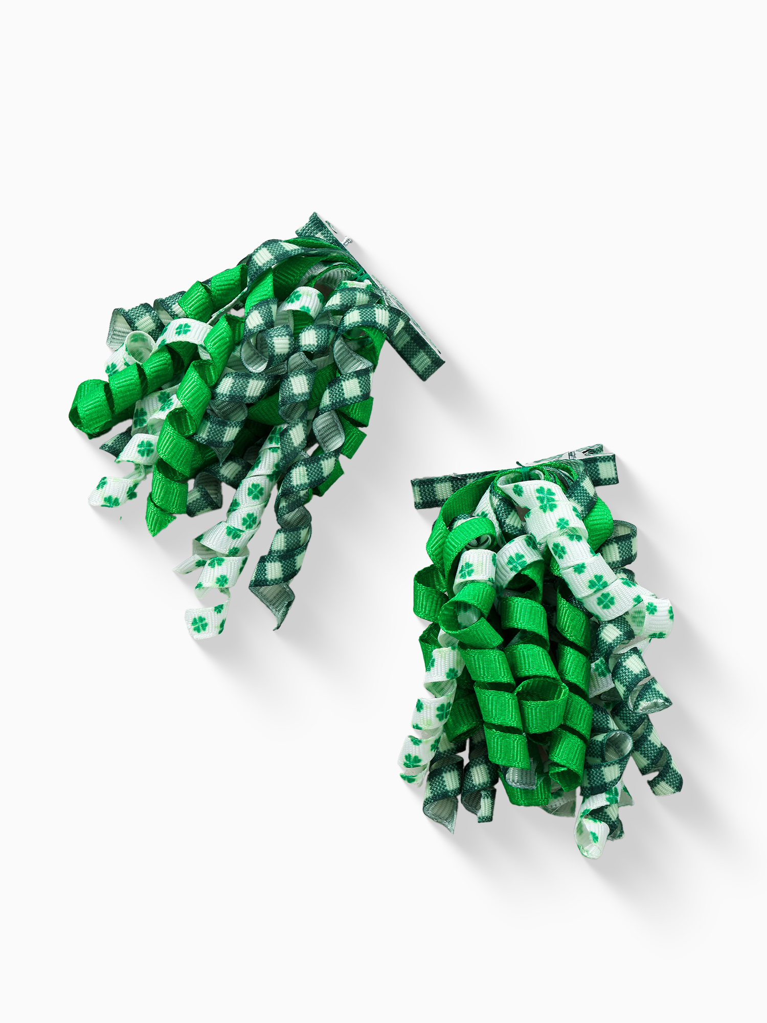Way to Celebrate St. Patrick's Day Curly Twist Green Hair Bow, 2 Pieces