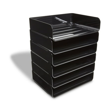 TRU RED Side Load Stackable Plastic Letter Tray Black(TR55329)