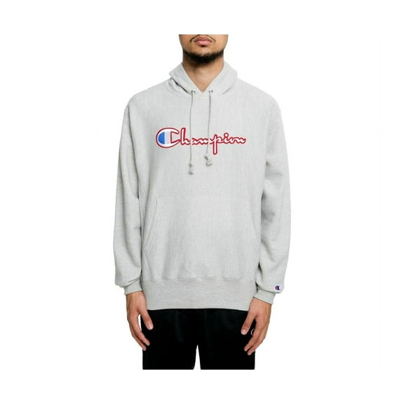Champion Reverse Weave Satin Stitch Mens Active Hoodies Size M, Color: Oxford Grey