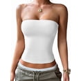 thumbnail image 3 of Womens Tube Tops Strapless Crop Tops Basic Backless Sleeveless Going Out 2026 Spring Summer Clothes White XL, 3 of 8