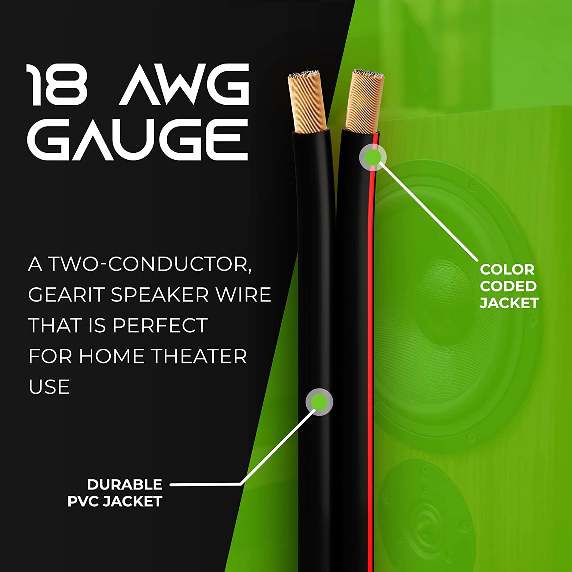 GearIT Pro Series 18 AWG Wire CCA Car & Home Theater Speaker Cable, Black 200 ft - image 2 of 7