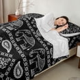 thumbnail image 3 of Erosebridal Bohemian Black Paisley Full Size Sheets, Hippie Elephant Bed Sheets, 4pcs 1 Flat Sheet, 1 Fitted Sheet and 2 Pillowcases, 3 of 5