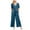 Blue, variant on Dazajoo Plus Size Cotton Linen Jumpsuits for Women 2024 Summer Fashion Short Sleeve V Neck Long Wide Leg Pants Rompers Womens Solid Color Loose Fit Jumpers,Purple,XL
