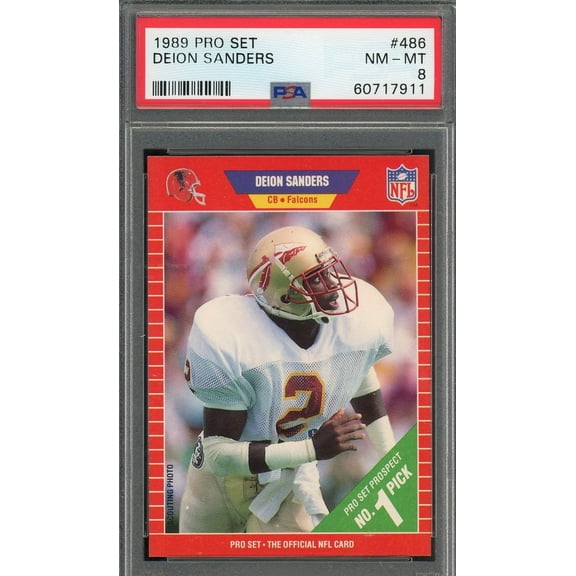 Deion Sanders 1989 Pro Set Football Rookie Card RC #486 Graded PSA 8