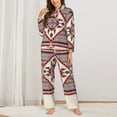 thumbnail image 2 of Lsque Fashion Tatreez Pattern Long Sleeve Pajama Set for Women - Soft 2-Piece Sleepwear and Loungewear Set with Pockets, Comfy Nightwear-X-Large, 2 of 7