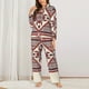 thumbnail image 2 of Fotbe Fashion Tatreez Conjunto de Pijama de Manga Larga para Mujer con Estampado, Ropa de Dormir de 2 Piezas, Conjunto de Casa Suave y Cómodo con Bolsillos-Medium, 2 of 7