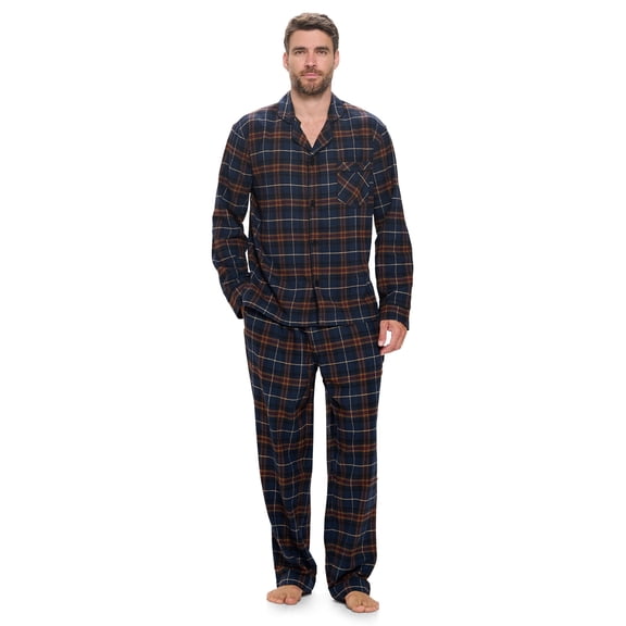 Ashford & Brooks Mens Flannel Plaid Pajamas Long Pj Set
