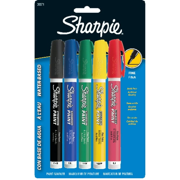 Sharpie Water-Based Paint Marker Set, 5-Colors, Fine Point - Walmart