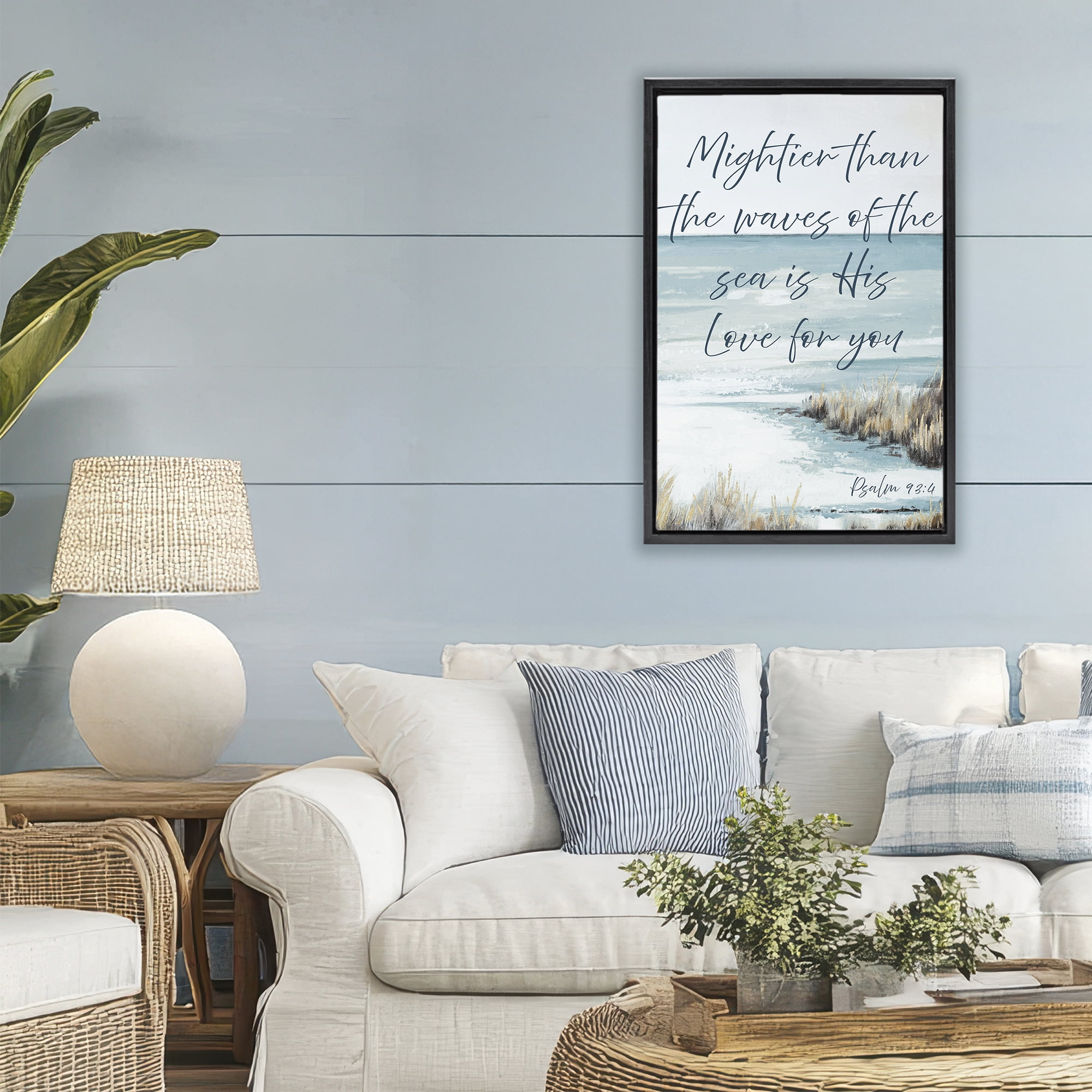 Stupell Industries Mightier Than The Waves Black Framed Floater Canvas Wall Art, design by Patricia Pinto