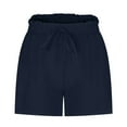 thumbnail image 4 of Denim Shorts Women Linen Shorts for Women, Summer Casual Wide Leg Short Pants with Pockets, Loose High Waist Drawstring Dressy Beach Shorts Navy S, 4 of 6