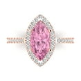 thumbnail image 2 of 2.38ct marquise cut pink Zircon 18k rose gold halo Bridal Wedding Engagement Promise Anniversary Ring for Women size 7, 2 of 7