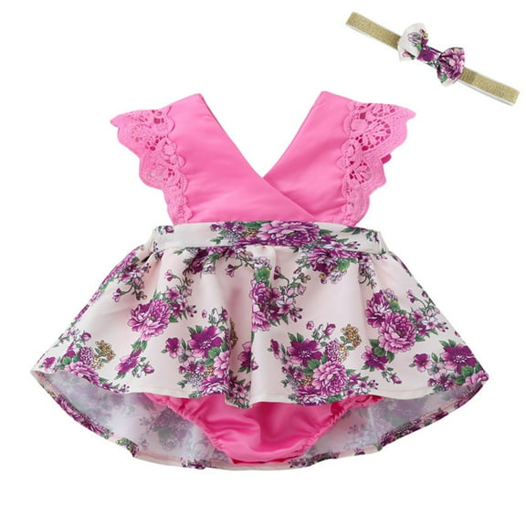 JoyHoop Newborn Baby Girl Clothes Infant Dress Outfit Summer Romper Jumpsuit Headband Overall Skirt Clothing Set