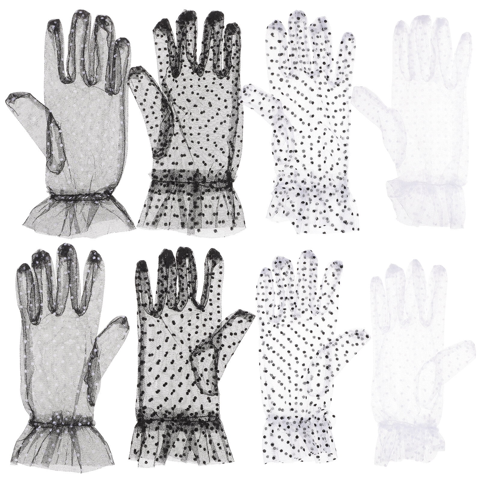 4 Pairs Short Lace Gloves Tea Party Wedding Sexy Lace Gloves Women Costume Accessories