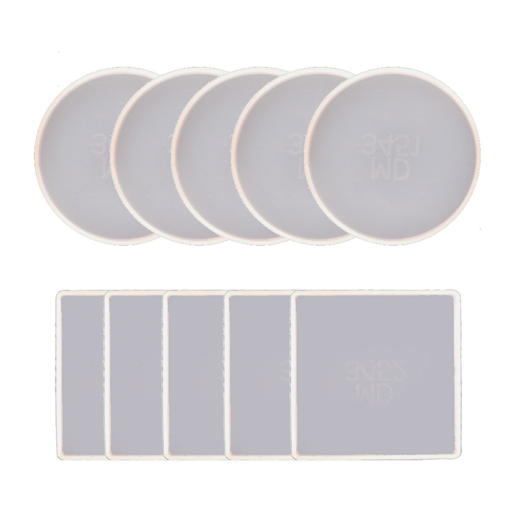 HGYCPP 10 Pcs Circle Coaster Epoxy Resin Mold DIY Crafts Square Cup Mat Silicone Mould