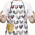 thumbnail image 2 of White Chicken Folk Pattern Apron-Garden Aprons for Women with Pockets-Cotton Linen Waterproof Kitchen Cooking Gardening Aprons Adjustable for Kitchen,Cooking,BBQ and Salon 33x27 Inch, 2 of 6