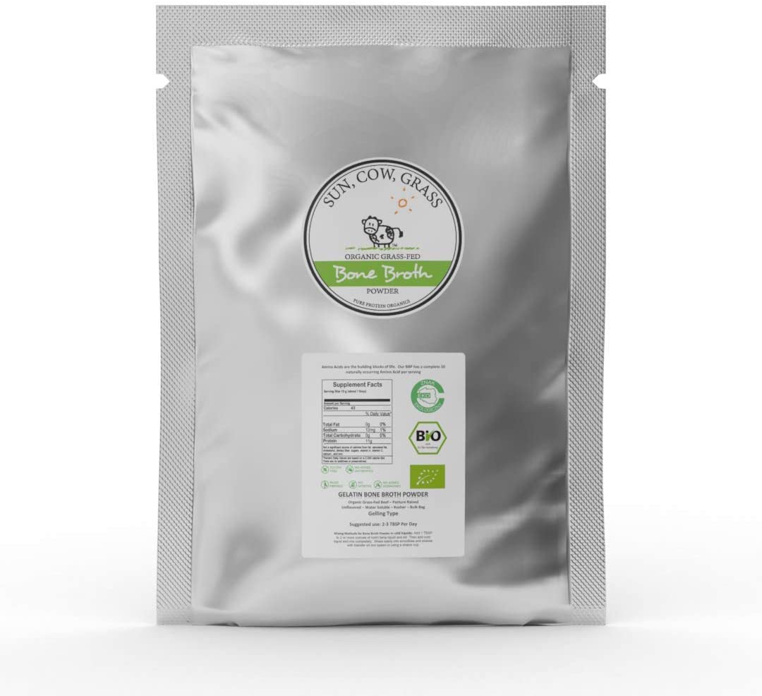 Bone Broth Gelatin Powder Gelling Type Pure Protein Organics 2 lb