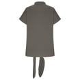 thumbnail image 5 of Ygbgbb Women's Boho Shirts Ruffle Trim Button Down Shirt Short Sleeve V Neck Top Lightweight Summer Casual Shirts Solid Tie Front Tops for Daily & Vacation Wear Gray XL, 5 of 7