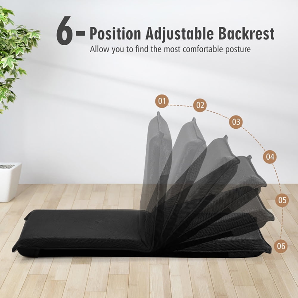 Finihen Floor Chair, Folding Lazy Sofa Chair, Adjustable 6 Positions Folding Lazy Man Sofa Chair, for Living Room, Bedroom, for Gaming, Reading, Black Finihen Floor Chair, Folding Lazy Sofa Chair, Adjustable 6 Positions Folding Lazy Man Sofa Chair, for Living Room, Bedroom, for Gaming, Reading, Black