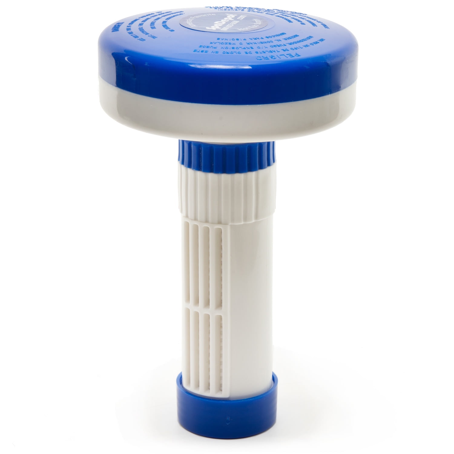Spa Depot Hot Tub Floater for 1' Bromine/Chlorine Tablets - Adjustable Feeder & Dispenser Blue Top