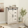 thumbnail image 5 of Farmhouse Bathroom Storage Cabinet, Bathroom Cabinet with 4 Drawers and Sliding Door, Farmhouse Floor Storage Organizer for Kitchen, Living Room, Rustic Style, White, 5 of 7