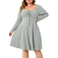 thumbnail image 1 of Vestido Casual de Mujer de Talla Grande con Cuello Cuadrado, Larga y Canalé. Gris XL, 1 of 10