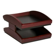 Rolodex Executive Woodline II Front Loading Letter Desk Tray, Two Tier, Wood, Mahogany