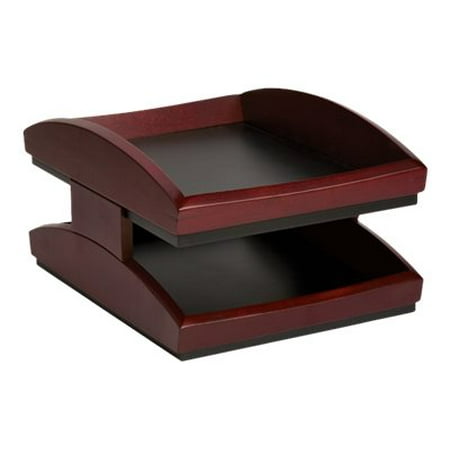 Rolodex Executive Woodline II Front Loading Letter Desk Tray, Two Tier, Wood, Mahogany