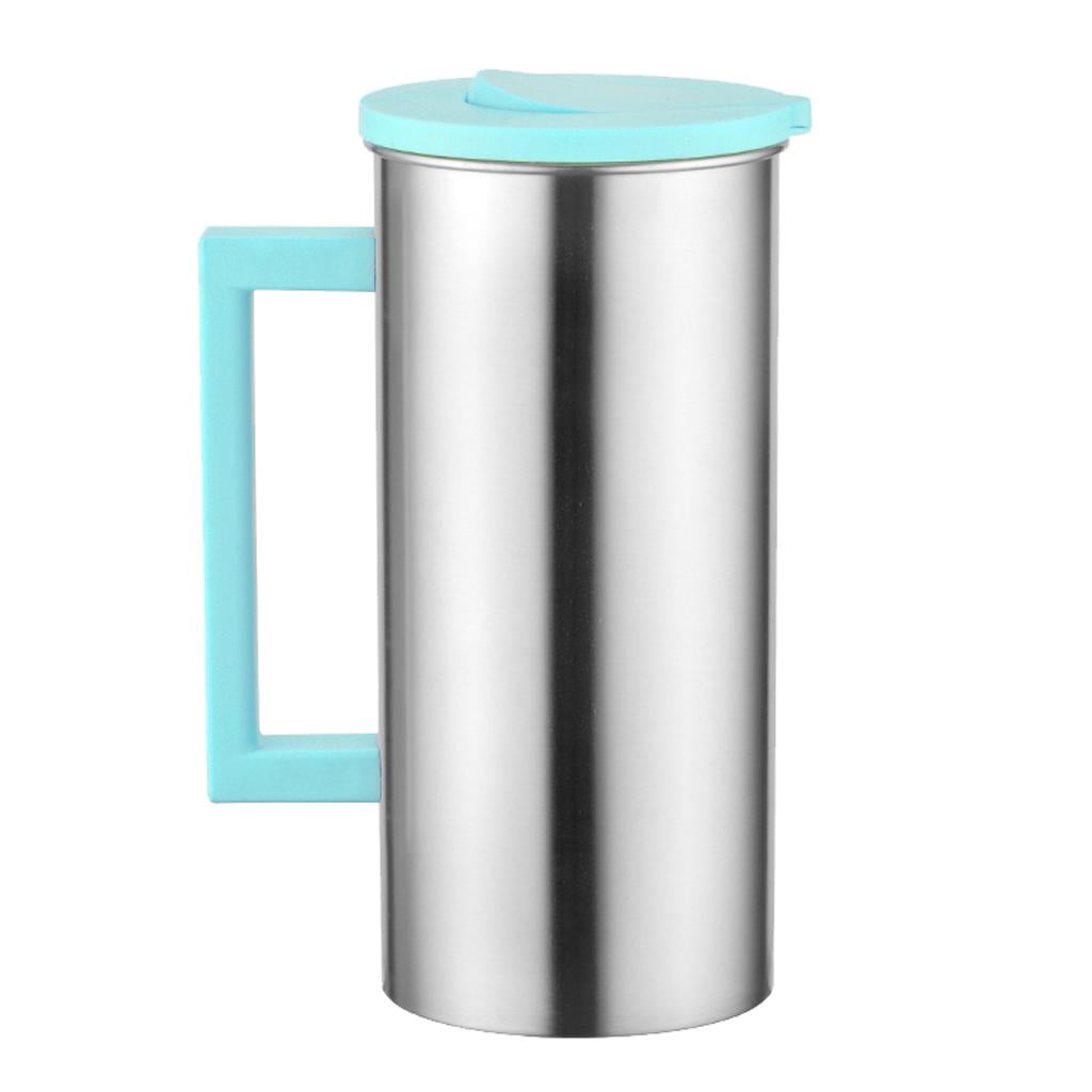 Fiocias 2 Pcs Stainless Steel 1.8L Water Pitcher Green Jar Kitchen