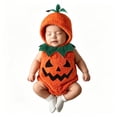 thumbnail image 3 of GiLiling Baby Plush Halloween Pumpkin Romper with Accessories, Graphic Print, Soft Plush Fabric, Kids Halloween Holiday Party Wear, 3 of 7