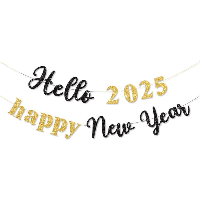 3 piezas de banderines brillantes con letras de Feliz Año Nuevo, fáciles de colgar, crean un ambiente vibrante, decoraciones para fiestas, banderines duraderos